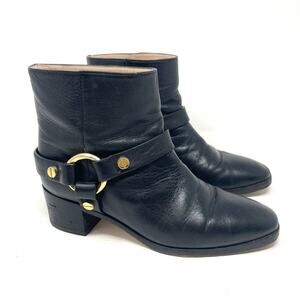 Stuart Weitzman Expert Ankle Boot Booties Black Saddle Harness Women's 6.5 $549